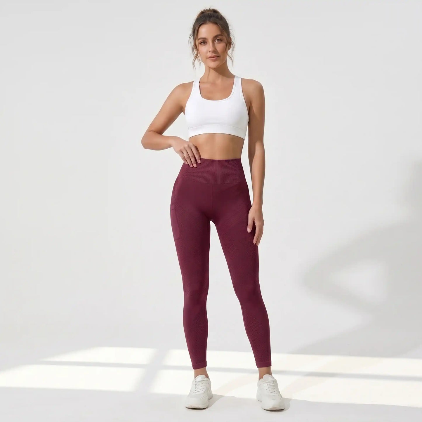 3D Leggings - Burgundy